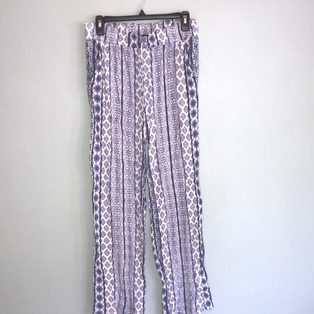 Blue and white boho pants